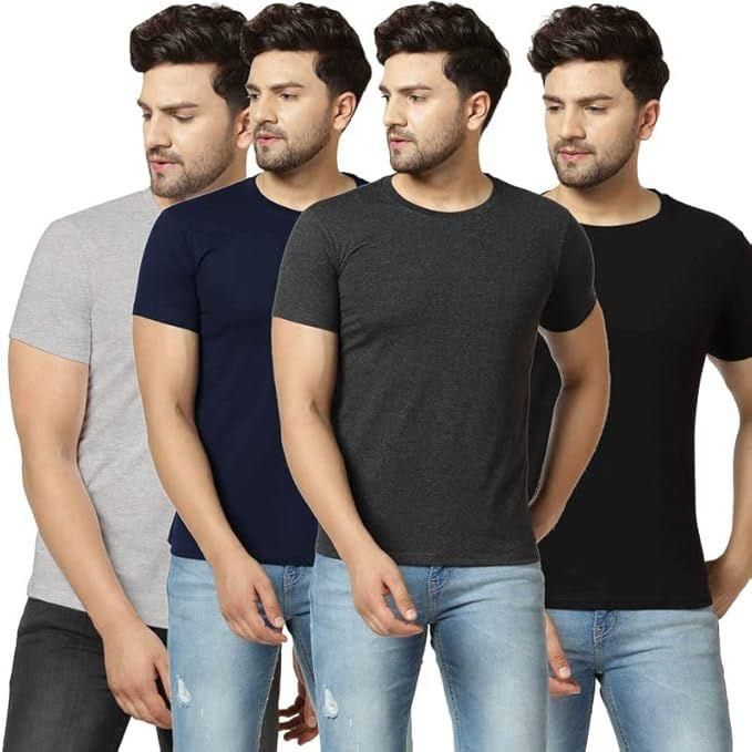 Men's Solid Round Neck T-Shirt Pack of 4